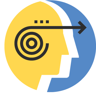 Human head icon with thoughts projecting outward